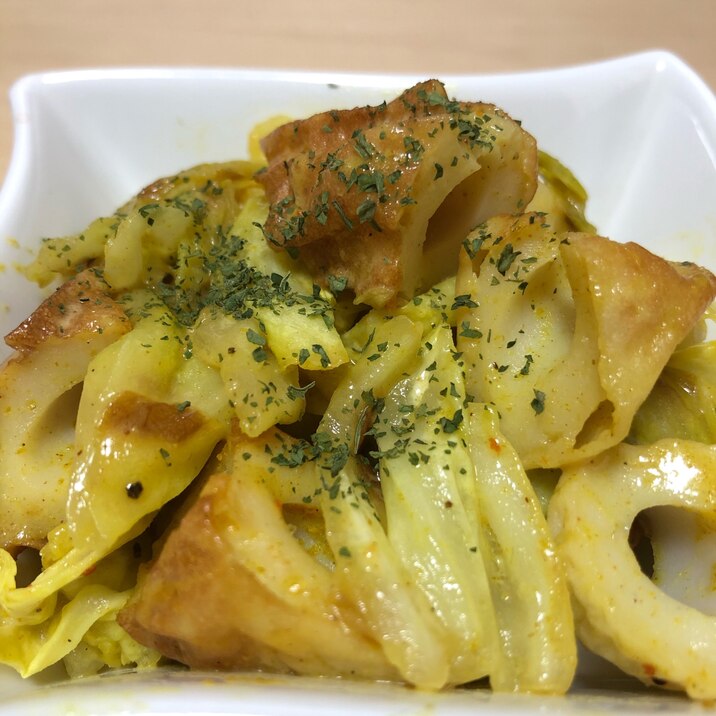 お弁当に!ちくわとキャベツのマヨカレー炒め